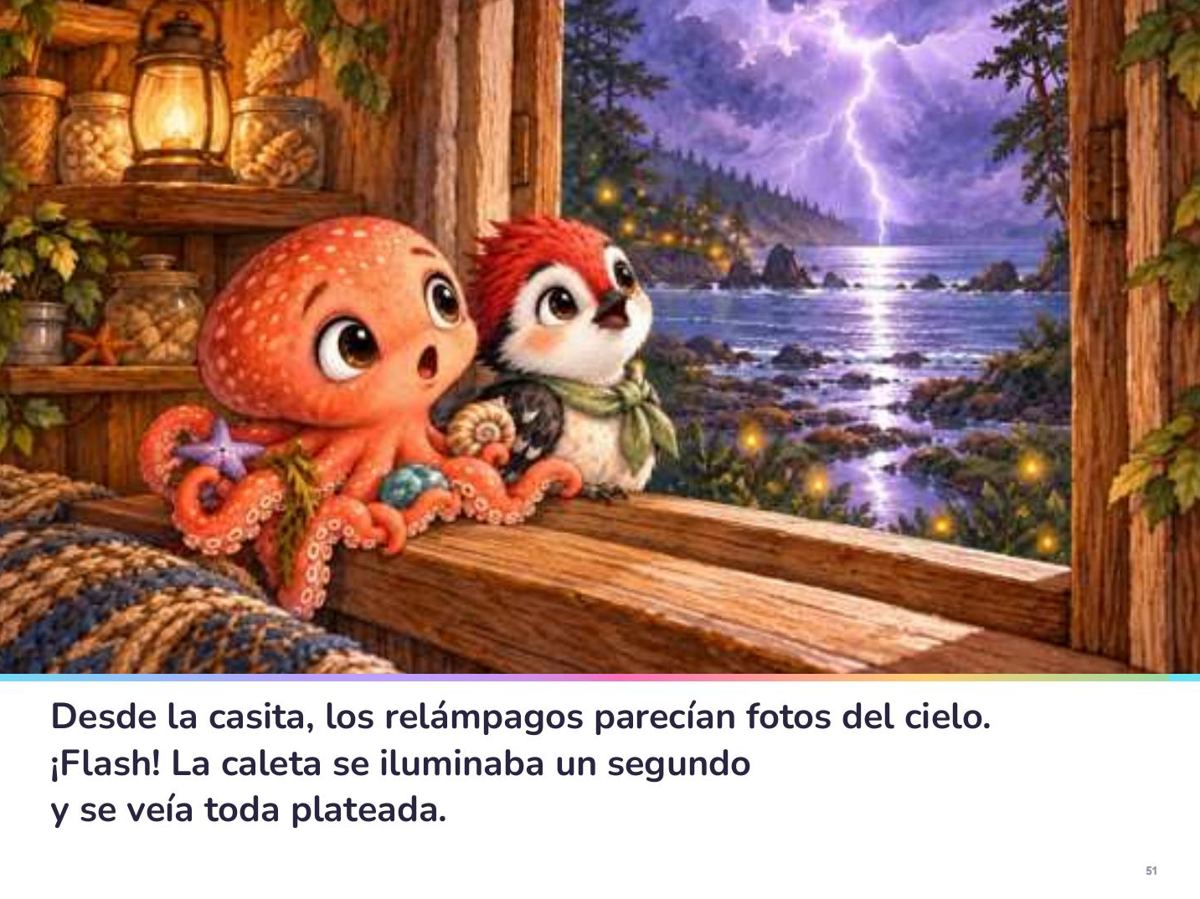 Página 51 del libro: Ocho y Toc miran la tormenta
