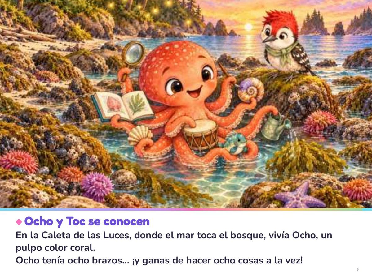 Página 6 del libro: Ocho y Toc se conocen